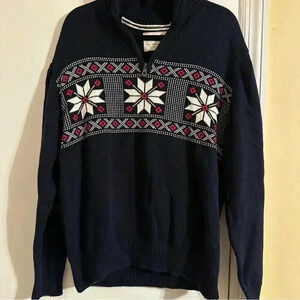 Weatherproof VINTAGE snowflake 1/4 zip winter ski cotton sweater men XL